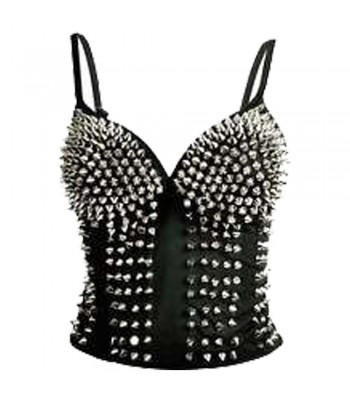 Women Studded Corset Black Blouse Punk Women Corset